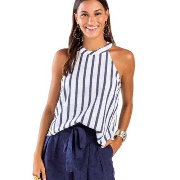 New! Harper Heritage x Francesca's Cleo Striped High Neck Tank Top Size XL - Picture 1 of 6